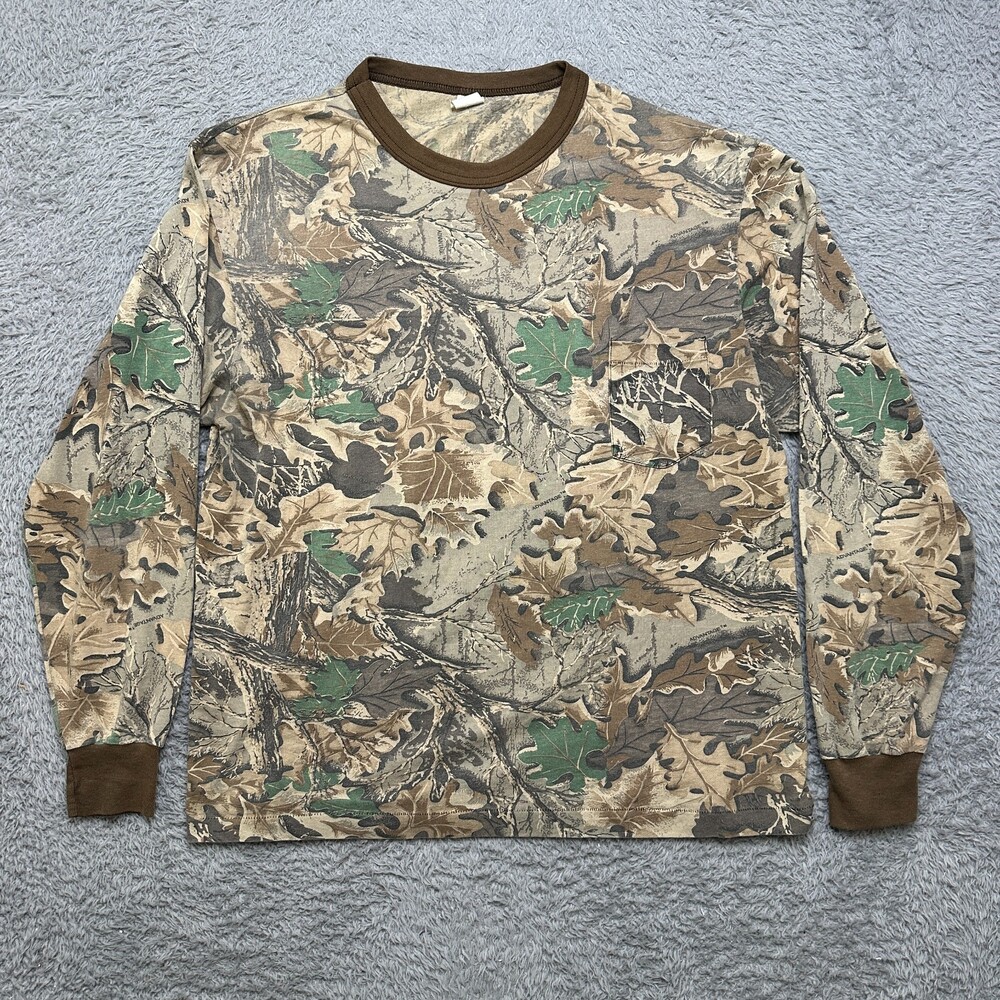 Vintage Super Thin Camo Shirt Mens XL Long Sleeve Advantage Made In USA